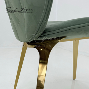 Keynes Modern Emerald Green Velvet Dining Chair Oval Back Gold Metal Legs Upholstered Side Chair for Hotel Restaurant - Product Image 4