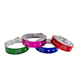 Bracelets d'identification holographiques réfléchissants personnalisés, imperméables, en plastique, pour événements, avec design imprimé à l'écran - Product Image 1