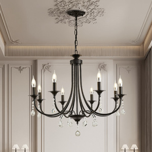 Candelabro de vela clásico mate negro hierro país cabaña techo Industrial accesorio de iluminación colgante - Product Image 4