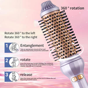 2025 Bán Buôn Chuyên Nghiệp Xách Tay Tóc <span class=keywords><strong>Curler</strong></span> Tự Động Tóc Thông Minh Tự Động <span class=keywords><strong>Curler</strong></span> Curling Sắt Xoay Ptc Nhiệt Bàn Chải - Product Image 5