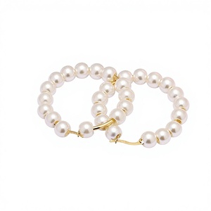 Pearl Hoop <strong>Earrings</strong> Oversized Faux Pearl Circle <strong>Earrings</strong> Lightweight Open Circle Bridal Jewelry <strong>Mother's</strong> Day/Wedding Gift - Product Image 4
