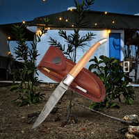 Couteau à steak pliant multifonction personnalisé OEM Laguiole français en acier Damas inoxydable avec manche en bois d'olivier pour le camping en plein air