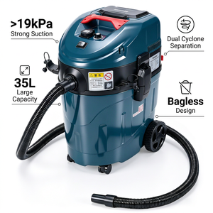 Aspirateur industriel ECAWEI de qualité industrielle <span class=keywords><strong>sans</strong></span> <span class=keywords><strong>sac</strong></span>, filtre HEPA à double cyclone, aspiration puissante, capture complète de la poussière - Product Image 1