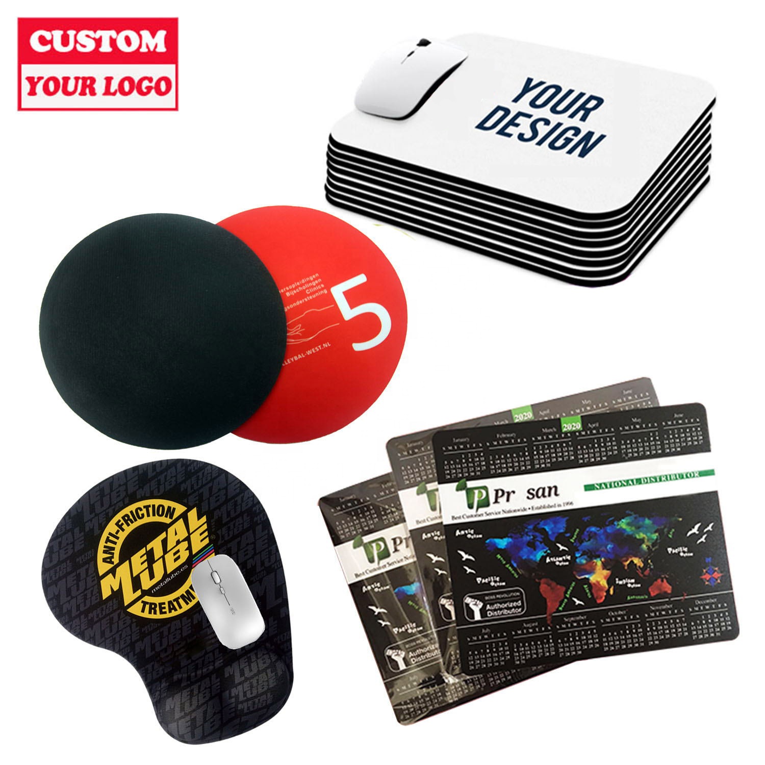 Wholesale Custom Design Sublimation Blank White Desk Rubber PVC Computer Mous Pad With Printing Logo Wrist Rest Eva Mousepad