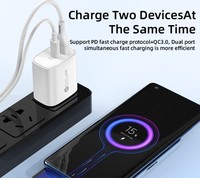 US-EU 2-in-1 20W Schnellladegerät mit QC3.0 USB Typ-C, Amerikanischer EU-Wandadapter
