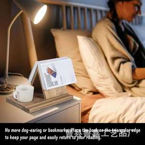 Wooden Triangular <b>Bookend</b> With Coaster Solid Wood Reading Stand Desk Organizer For Books And Phone Burnt Color - Product Image 3