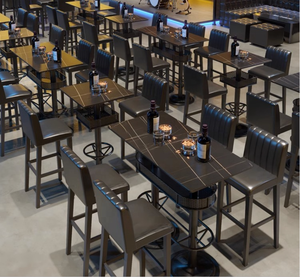 Set Tavolo e Sedie da Bar Luminosi, Tavolo da Pranzo Moderno e Sedie per Arredamento Commerciale - Product Image 1