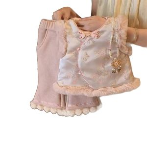 Girls Chinese Style Vest Fleece Lined Two Piece Set New Year Outfit - Product Image 5