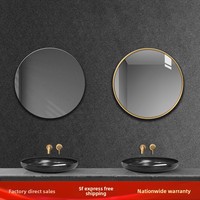 Miroir mural rond de luxe pour la décoration de la maison, grand miroir de salle de bain de haute qualité avec cadre en métal, miroir circulaire, Spiegel