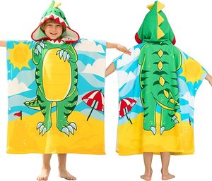 Custom Print 100% Cotton Cartoon Design Cute Hooded Summer <b>Swimming</b> <b>Kids</b> Poncho <b>Towel</b> - Product Image 2