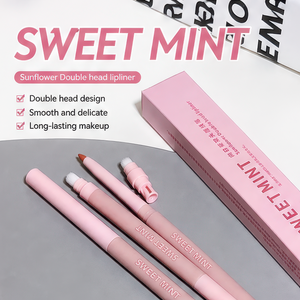 Crayon à lèvres mat double embout en bois, trois-en-un, longue tenue, pour le contour et le dessin des lèvres, idéal pour le maquillage de soirée - Product Image 1