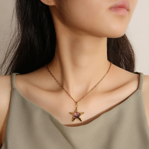 Collana con Ciondolo Classico a Forma di Stella, Charm in Pietra Naturale, Cristallo Curativo, Gioielli con 12 Segni Zodiacali, Regali all'Ingrosso - Product Image 5