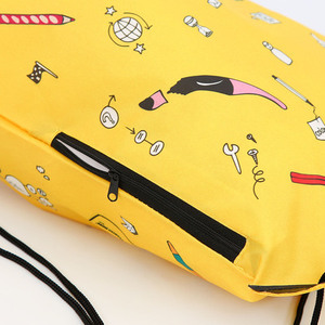 Sac à dos à cordon imperméable en polyester 210D imprimé personnalisé Shopping promotionnel Sacs à cordon - Product Image 4