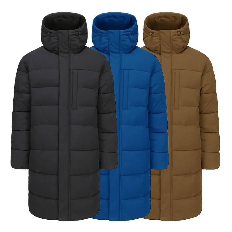 Manteau long d'hiver pour homme, veste à capuche noire, coupe-vent, veste de neige pour homme, vente en gros