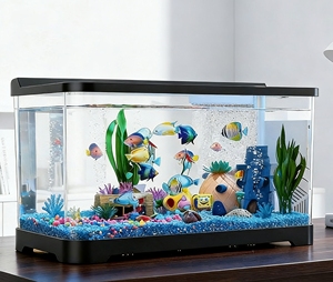 Nuevo Acuario Rectangular para Interiores, Pecera Transparente para Sala de Estar, Escritorio o Balcón, Paisaje Ecológico, Acuario de Plástico para Peces Dorados - Product Image 2