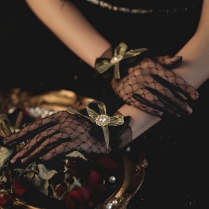 Gants courts en dentelle pour <span class=keywords><strong>femme</strong></span>, pour fête du thé, mariage, avec volants, pour la mariée - Product Image 2