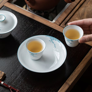 Guanlan Ceramic Teapot Stand Round Porcelain Dry Brewing Tray For Kung Fu <b>Tea</b> <b>Set</b> Household Use - Product Image 4