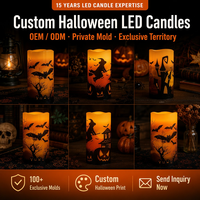 Ensemble de 3 bougies LED sans flamme pour Halloween, impression personnalisée OEM, fonctionnement sur piles, minuterie à distance, flamme vacillante 3D, décoration d'intérieur