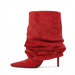 Botas sexys para mujer, botines de caña ancha con tacón de aguja y punta puntiaguda, de piel sintética, extensibles hasta la talla 45 - Product Image 6