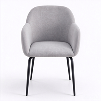 Chaise de salle à manger de style nordique minimaliste avec revêtement en tissu, base en métal et pieds antidérapants pour salon, appartement, maison
