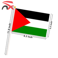 Vente en gros chaude polyester 14*21cm drapeau national de la Palestine drapeau de main palestinien tenu dans la main pour la promotion