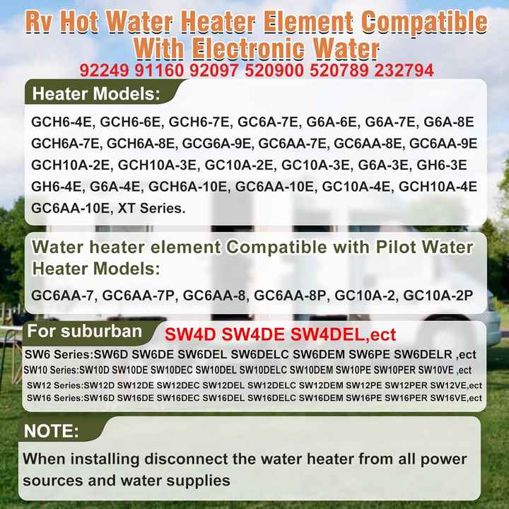 92249 Water Heater Element Replacement Atwood Pilot 1400W 110V/120V Water Heater Fit Camper ／RV - View #3