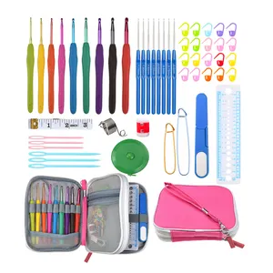 Looen 16 Cái Crochet Hooks Set Đan May Needles 52 Cái Full Knit Đo Kéo Stitch Chủ Phụ Kiện May Với Trường Hợp