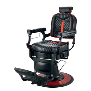 Equipo de barbería Asiento cuadrado Silla de peluquero Marco negro Pasamanos de aluminio Corte de pelo Silla reclinable - Product Image 1