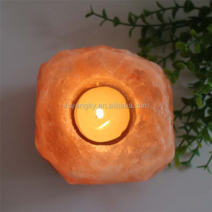 Porte-bougie en <span class=keywords><strong>sel</strong></span> naturel <span class=keywords><strong>de</strong></span> l'Himalaya |   Support <span class=keywords><strong>de</strong></span> bougie chauffe-plat en cristal rose à 2 trous pour la guérison spirituelle - Product Image 3