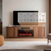 Chimenea Eléctrica Moderna 3D con Llama Realista, Soporte para TV de 58 Pulgadas, Color Blanco, con Gabinete de Almacenamiento y Calefactor de 1500W para Sala de Estar