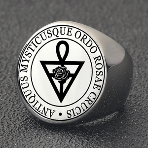 Anello R015 Ordem Rosacruz AMORC, Ordo Rosae Crucis Antiquus Mysticusque, Amuleto Talismano, Anelli in Acciaio Inossidabile Tagliati al <span class=keywords><strong>Laser</strong></span> - Product Image 5