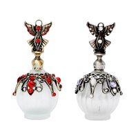 Flacon de parfum en alliage de zinc de 30 ml avec design ailes d'ange, bouteille givrée en verre citrouille, flacons rechargeables à bouchon à vis pour huiles essentielles 57231