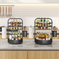 Organisateur de table tournante réglable à 2 niveaux, support à épices rotatif de 12 pouces, Lazy Susan pour comptoir de cuisine, table à manger, bar à café