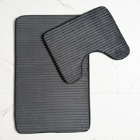 Ensemble de tapis de bain en flanelle rayée, 2 pièces, épais, lavable en machine, absorbant, antidérapant, pour salle de bain, toilettes, tapis de sol