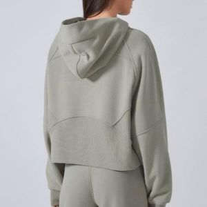 Sudadera Oversize de Felpa Lisa Beige de Manga Larga Estilo Hip Hop para Mujer, Novedad de Otoño - Product Image 4