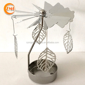 Wholesale High Quality Rotary Merry-go-round Silver Metal Leaf Tea Light <strong>Candle</strong> <strong>Holders</strong> - Product Image 1