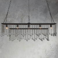 Lámpara Colgante Rectangular Aubrey con Base E12 para Isla de Cocina, Iluminación Industrial Vintage de Hierro