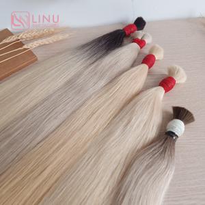 Extensions de cheveux humains vietnamiens vierges Remy 100% lisses en vrac de couleur blonde super doublement étirée - Product Image 5