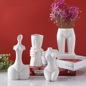 <span class=keywords><strong>Vase</strong></span> en céramique blanc en forme de corps humain, support pour fleurs séchées, <span class=keywords><strong>vase</strong></span> en céramique en forme de <span class=keywords><strong>fesses</strong></span> de femme pour une décoration amusante du salon ou du bureau - Product Image 1
