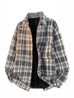 Chemise à carreaux vintage à revers pour jeunes hommes, automne/hiver, manches longues, coupe décontractée, chic, cardigan en coton 100%