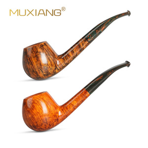 Muxiang Wooden Tobacco Pipe Bent Shape 9mm Filter Solid Wood Men's Retro Smoking Pipe - Product Image 1