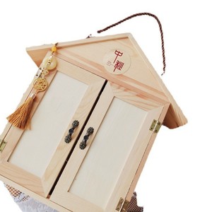 Caja de Almacenamiento de Madera con Forma de Casa de 9 cm, Organizador de Joyas Grabado, Caja de Regalo de Boda, Caja Decorativa Estilo Bosque - Product Image 4