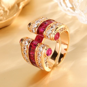 Fashion Jewelry Eco-friendly Copper Gold Plated Pave Multicolor Baguette Zircon Rose Gold Plated Band <b>Ring</b> for Feminine - Product Image 4