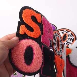 Grand écusson Boo Spooky nouveau thème Halloween Chenille paillettes citrouille fantôme <span class=keywords><strong>Patch</strong></span> fer sur pour sweat à capuche