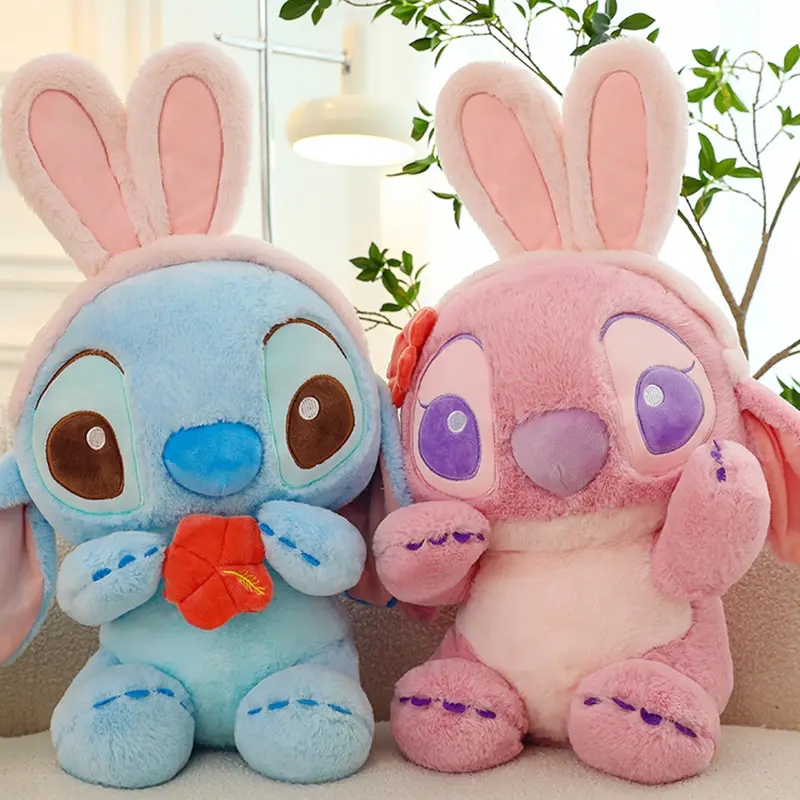 New Arrival Cartoon Anime Lilo And Stitch Couple Plush Toys Soft Stuffed Kawaii Plushie Dolls Pillow for Kids Birthday Gifts