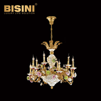 Lustre de style européen en porcelaine décoré de fleurs, finition bronze antique, lampe de luxe haut de gamme pour la maison