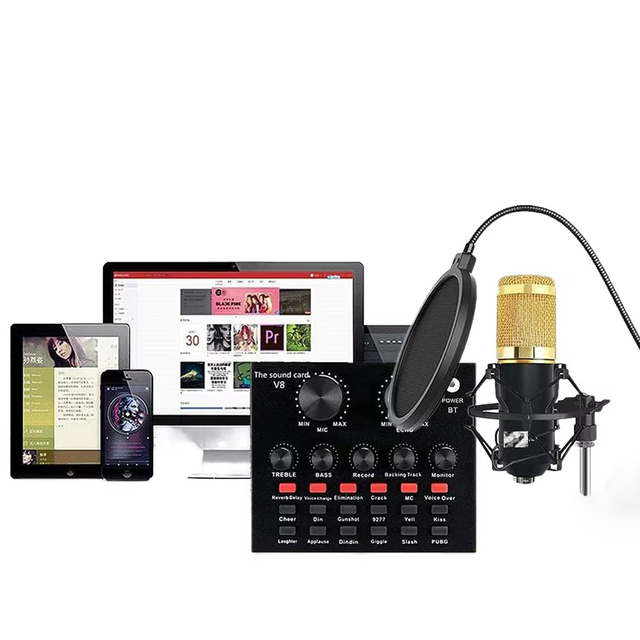 Wired Microphone Set for Live Streaming Cardioid Polar XLR Compatible Mobile Sound Card Podcast Mixing