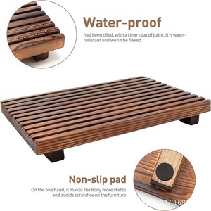 Custom Wooden Soap Dish Rectangular Freestanding <b>Bathroom</b> <b>Shelf</b> Durable Solid Wood Base Retro Colors <b>Black</b> White - Product Image 4