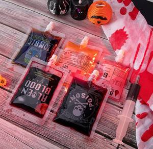 กระเป๋าใส่เครื่องดื่มฮาโลวีนแบบนำกลับมาใช้ใหม่ได้กระเป๋าใส่เลือดอุปกรณ์เสริมสำหรับแวมไพร์ฮาโลวีน - Product Image 3