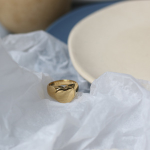 Women's Non-Fading 18K Gold-Plated <b>Titanium</b> Steel <b>Rings</b> | French Minimalist Heart & Japanese Square Chunky <b>Ring</b> Wholesale - Product Image 5